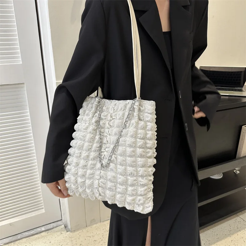 Дамска чанта за през рамо в Корейски стил, Голяма чанта голям-тоут, Чанта, портфейл, Модни Холщовая чанта-кофа, 2023 Нова Дамска чанта за пазаруване на работа Изображение 3
