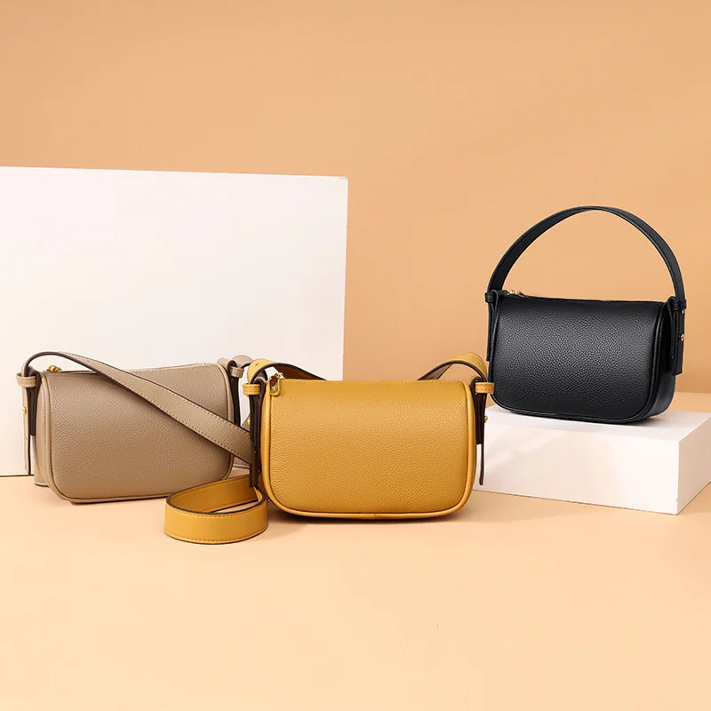 Дамска чанта от естествена кожа, луксозна дизайнерска чанта на рамото, Модни Елегантна Дамска чанта за подмишниците, Ежедневни дамски чанта за пътуване през рамо Изображение 3