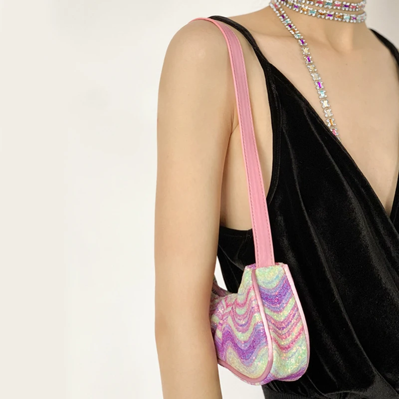 Дамски чанта През рамо, Модерен Пътни чанти От изкуствена кожа, Елегантни Ежедневни Прости Изискани Y2K Spice Girl, Розови дизайнерски чанти Изображение 3