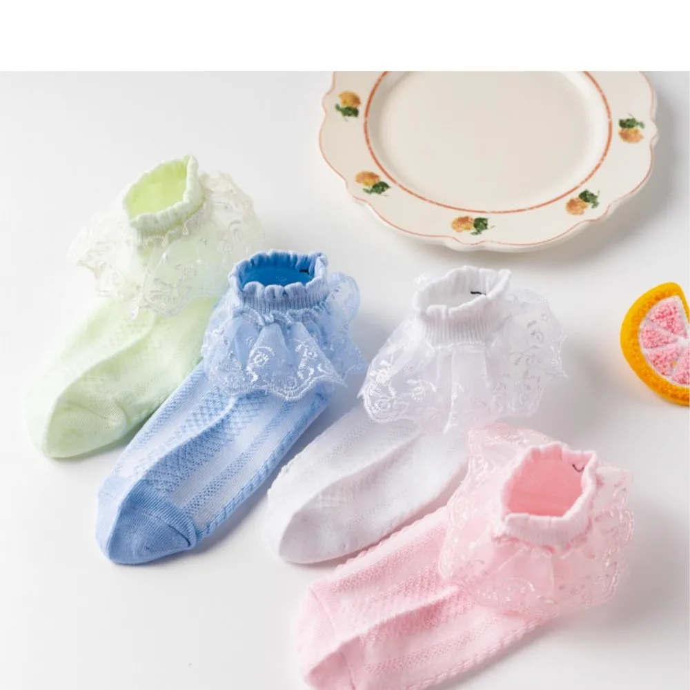 Детски дантелени чорапи от фина мрежа, дишащи танцови чорапи за малки момичета, обикновена чорапи sokken за момичета, Sokken chaussette enfant fille Изображение 3
