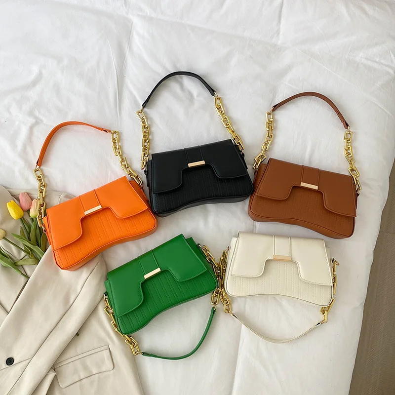 Елегантни Дамски чанти през рамо 2023, летни нови Ежедневни чанти във френски стил, всеки ден на модерни универсални чанти през рамо с капак Изображение 3