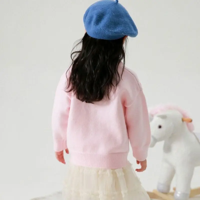 Есенен пуловер, за момичета, Нова вязаный сладък пуловер с дълги ръкави и принтом за момичета, Вязаный пуловер за деца от 3 до 12 години, детски дрехи Изображение 3