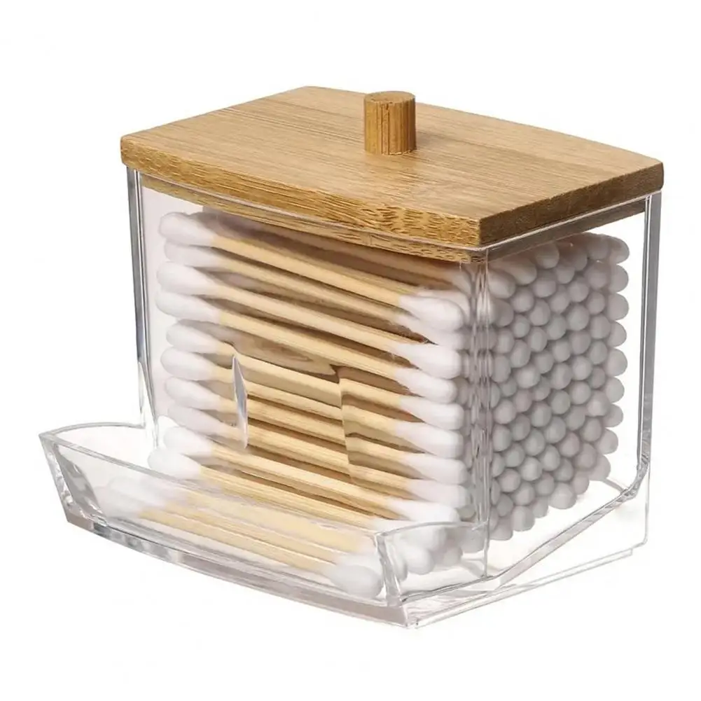 Кутия за съхранение с видими дизайн, Офис контейнер за съхранение, Прозрачен Прахоустойчив Кутия за съхранение на памучни тампони, клечки за зъби, за да видим Изображение 3