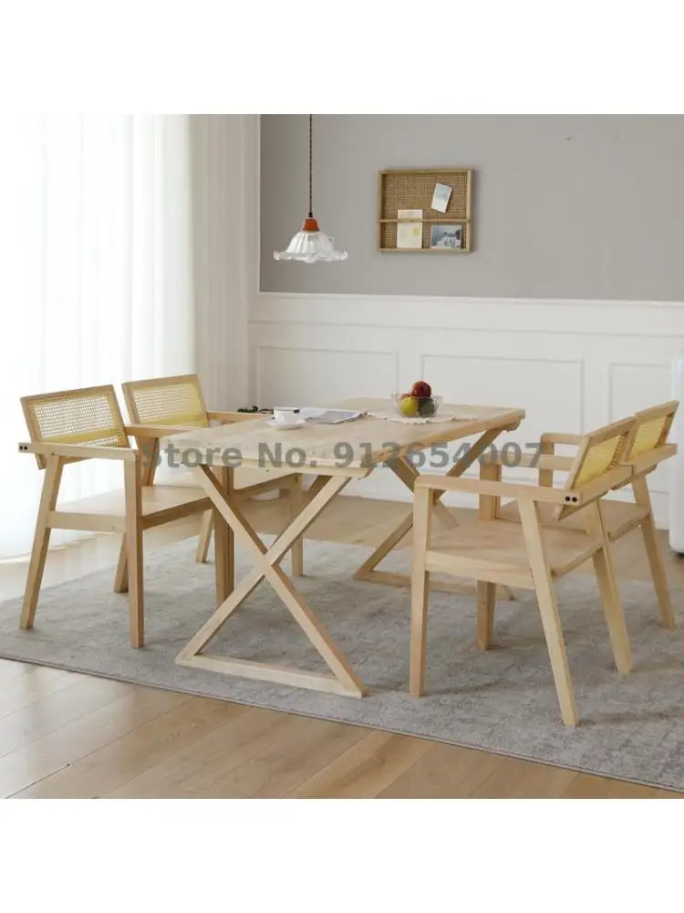 Масив дърво в събирането, Модерен минималистичен стол за хранене, Дизайнерски стол с облегалка, Бюро, стол, кафе-бар, Стол за почивка на семейството Изображение 3