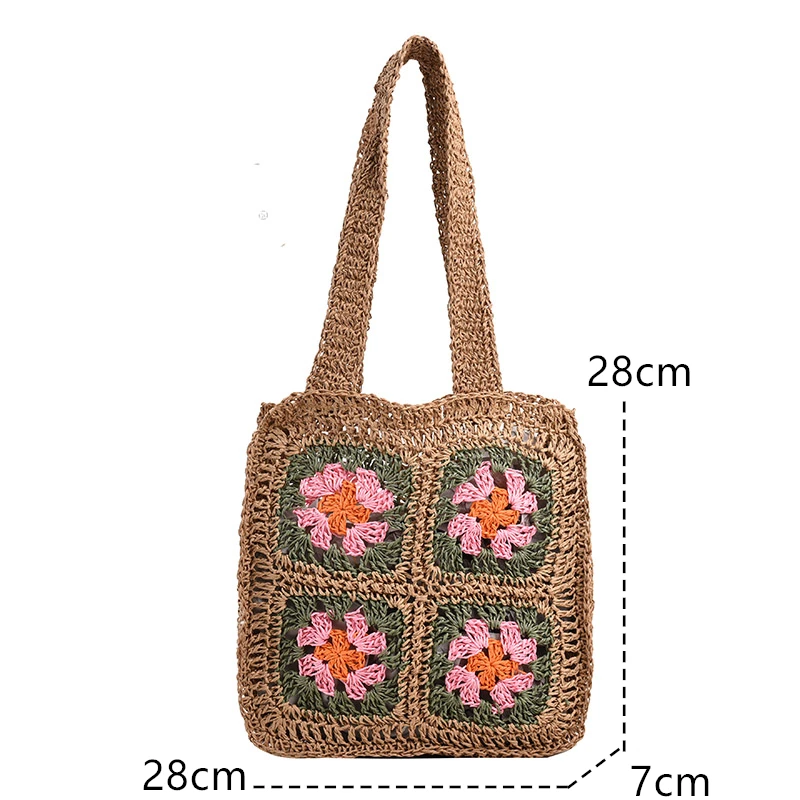 Модерен Дамски Лятната Сламена Чанта за Пазаруване, по-Голямата Голям Изплетен Чанта през рамо, Дамски Плетени плажни чанти, Чанта Изображение 3