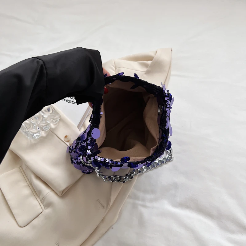 Модерен Дизайн Лъскава Вечерна Чанта-кофа, чанти през рамо Дамски чанти и портмонета 2023 Година на издаване, Нови дамски чанти-незабавни посланици Изображение 3