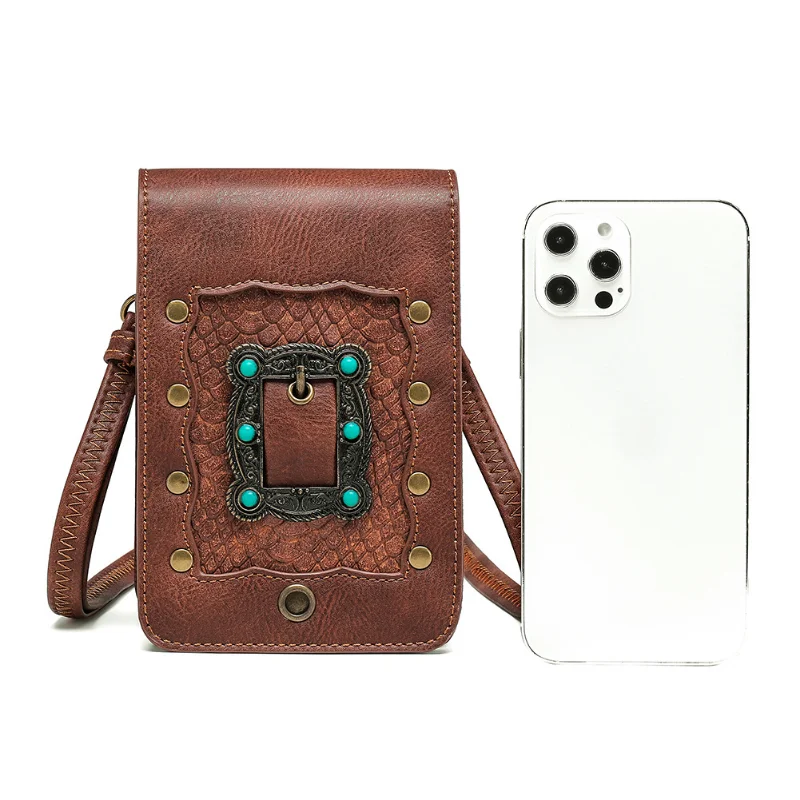 Модерна чанта Chikage в стил пънк-рок, богат на функции малка квадратна чанта, мини чанта през рамо за пътуване на открито Изображение 3