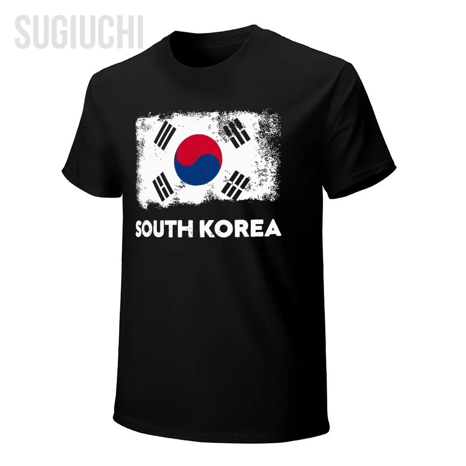 Мъжки реколта тениска с флага на Южна Корея, Тениски с кръгло деколте, Дамски тениски от 100% памук за момчета, къса тениска унисекс, За всички сезони Изображение 3