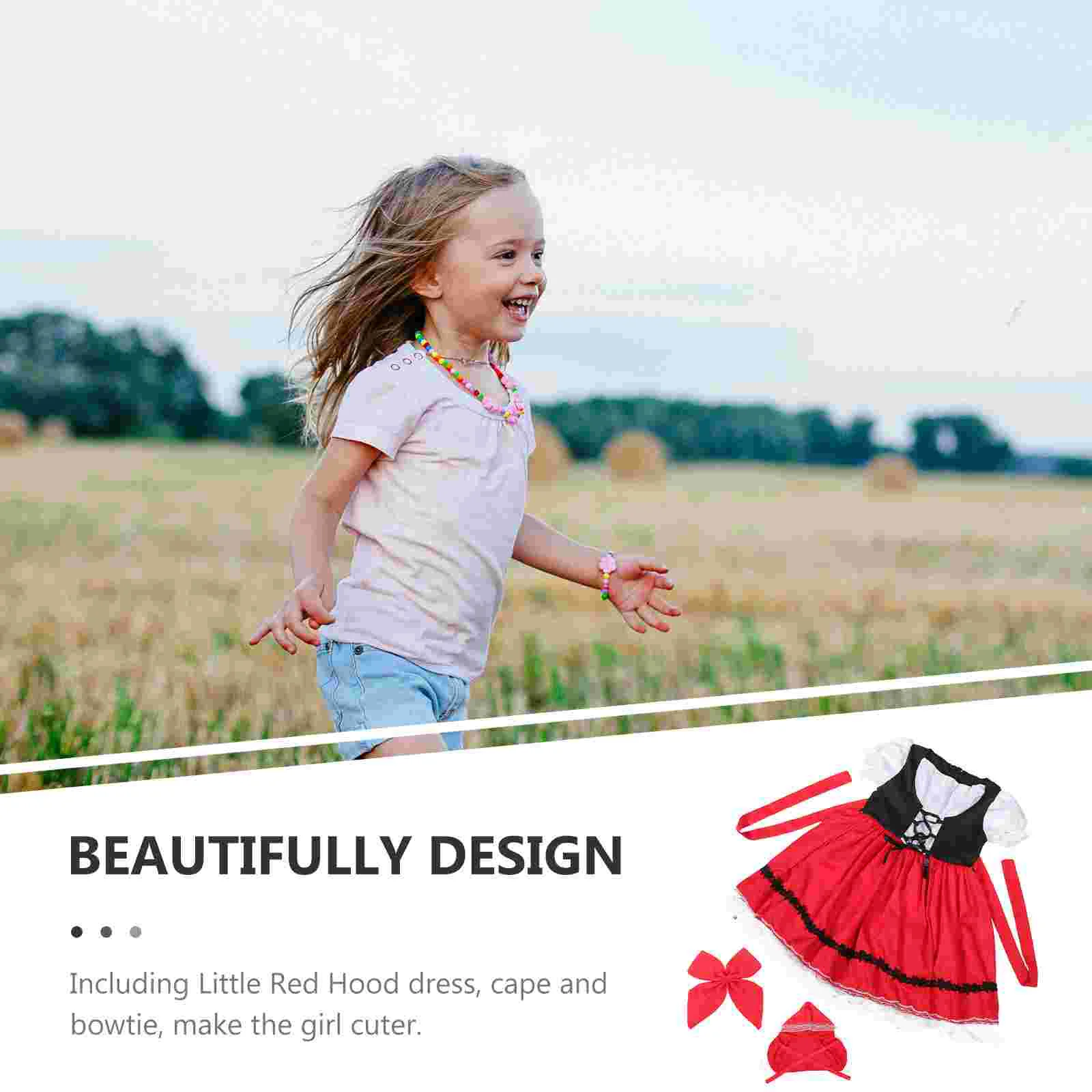 Облекло, костюми с малко Червено с качулка, комплект от рокли за момичета, наметало от плат с качулка За дете Изображение 3