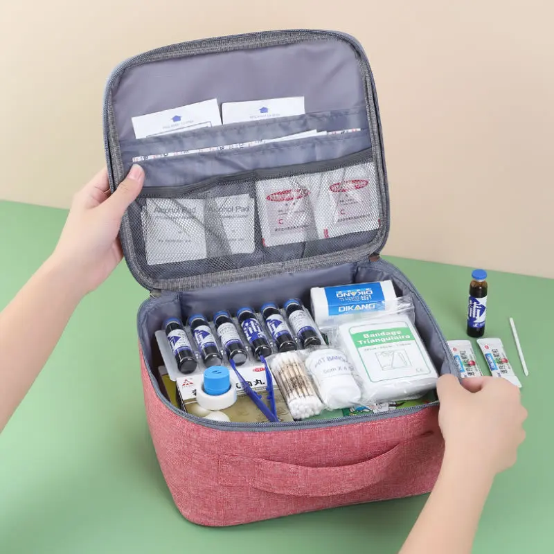 Преносима аптечка за първа помощ, чанта за съхранение на лекарства от плат Оксфорд, кутия за спешна медицинска помощ за пътуване, чанта за оцеляване в къмпинга, калъф за хапчета Изображение 3
