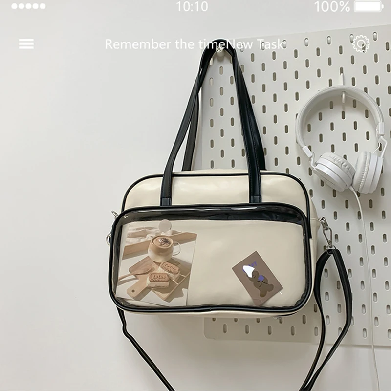 Прозрачен Дамски чанти-тоут 2023, Нова чанта от мека кожа, Голям капацитет на едното рамо, чанта-месинджър, Готина чанта Изображение 3