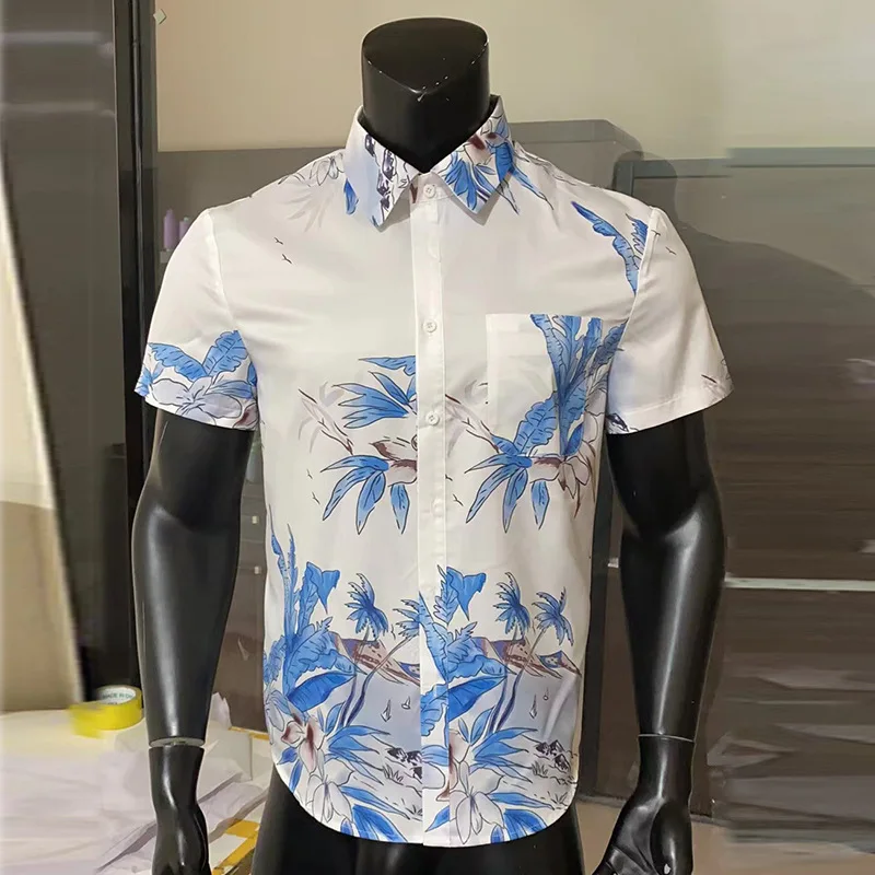 Просто тениска с къси ръкави и принтом, риза Оверсайз, Мъжки летен топ, Нова риза, Плажни дрехи, Мъжки модерен случайни свободен топ, 1 бр. Изображение 3