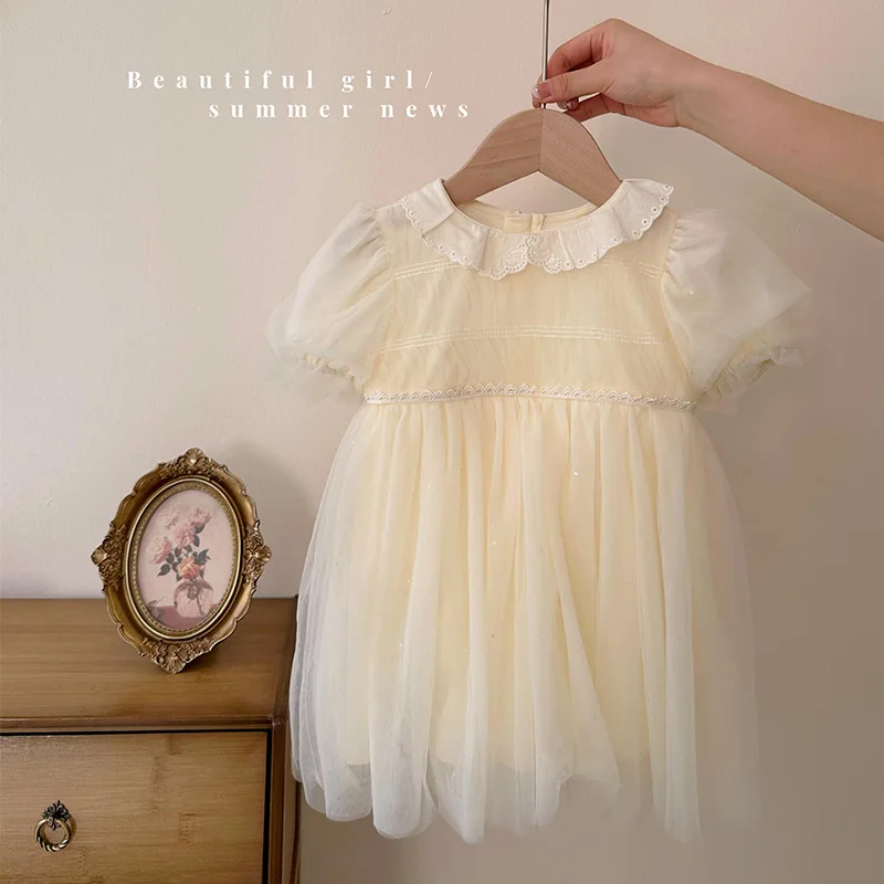 Рокля за малки момичета с пищни ръкави, Сладък рокли Трапецовидна форма, Летни Детски дрехи Изображение 3