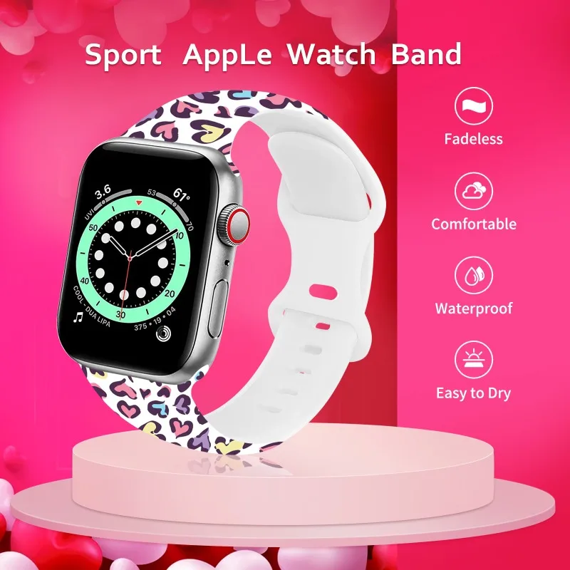 Силиконов ремък за Apple Watch SE 8 7 6 5 Каишка 44 мм, 38 мм и 45 мм 42 мм 41 мм Женски Мъжка Гривна Подарък за Свети Валентин Изображение 3