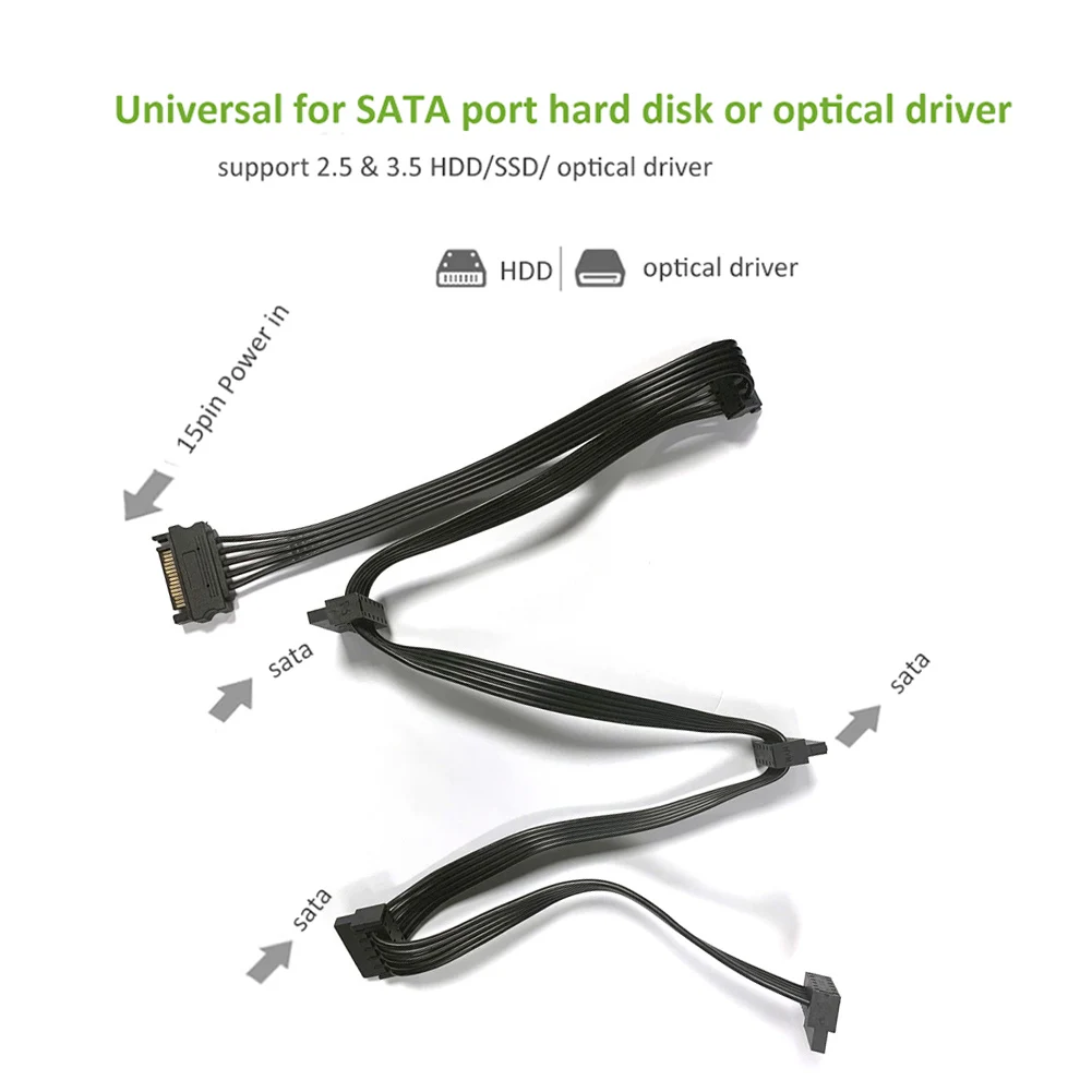 Твърд диск SATA 1-5 SATA захранване Сплитер кабел Кабел 15 Pin SATA Power Изображение 3