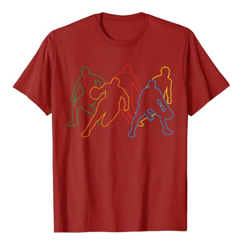 Тениска с силуэтами играчи, любители на бейзбола, тениска с изображение на баскетболния отбор в ретро стил, памук спортен топ с къс ръкав Изображение 3