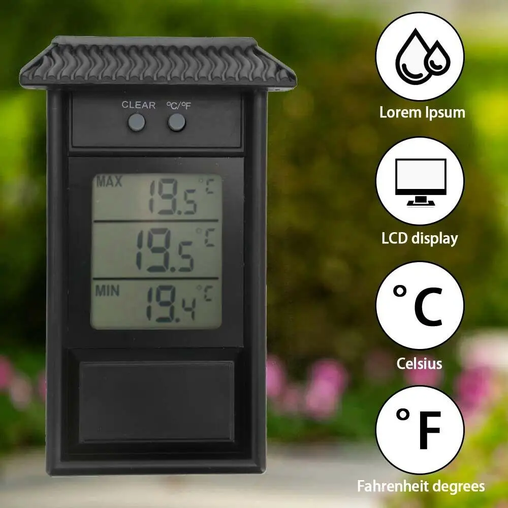 Цифров термометър за контрола на температурата в помещения и на улицата -20 ~ 50 ℃ Максимален и минимален термометър за градина и оранжерия Изображение 3