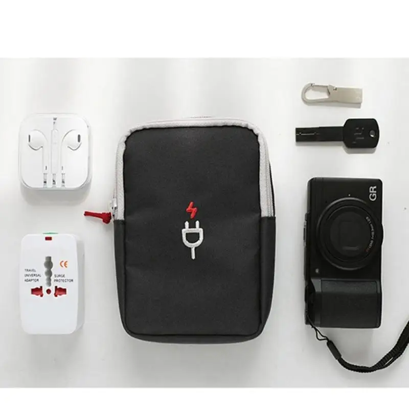 1 / 2 елемента Чанта-органайзер за пътуване, организаторите за съхранение на кабели, калъф за слушалки, чанта с цип, кабел, зарядно устройство, включете за съхранение Изображение 4