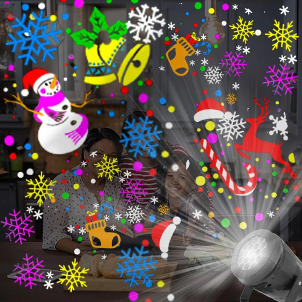 16 Модели Led Коледни проекторных лампи с възможност за завъртане на 360 ° за вътрешно и външно проектор, лампа за празнични партита, Коледни украса Изображение 4