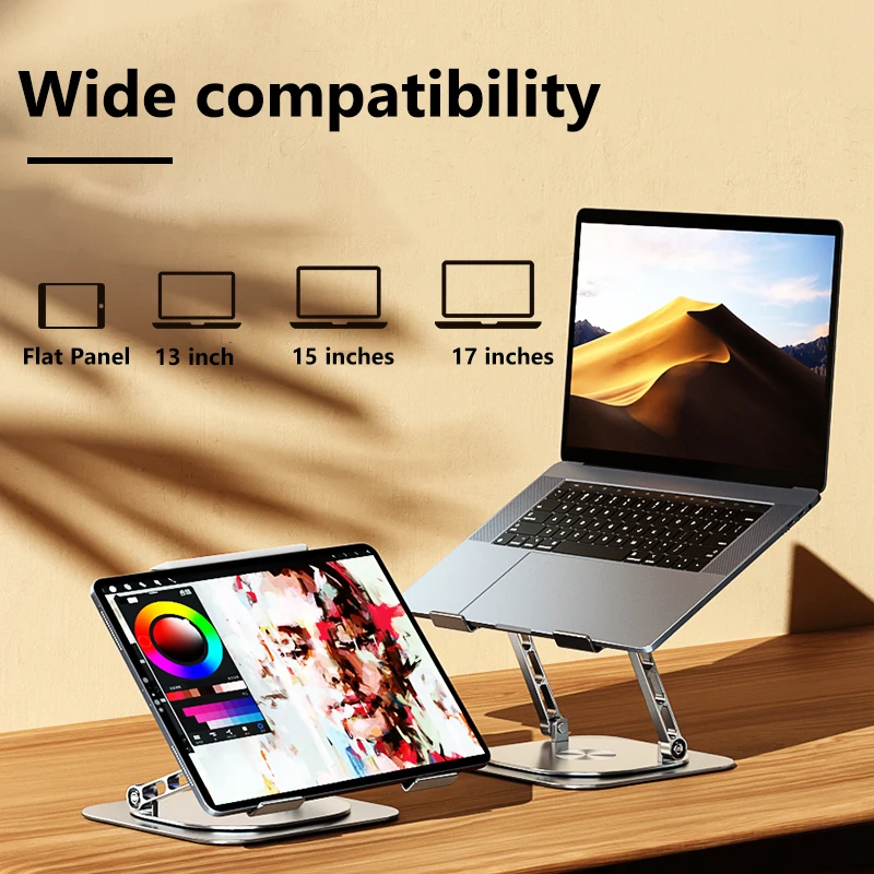 17,3-инчов Охлаждаща Поставка за лаптоп с възможност за завъртане на 360 ° От алуминиева Сплав, Сгъваема стойка за лаптоп, скоба, Лифт за Macbook, аксесоар Изображение 4