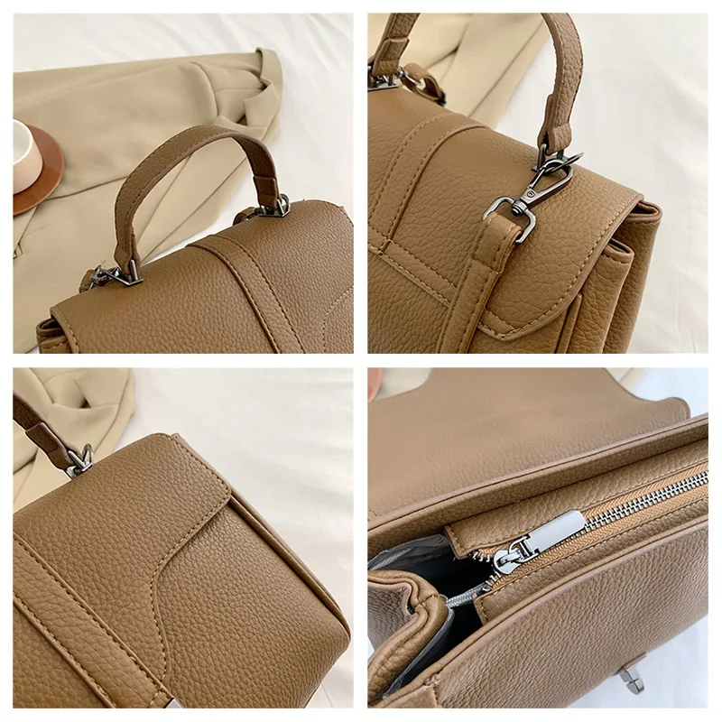 2023 Нови Луксозни Дизайнерски чанти с ключалка, Женствена чанта през рамо, Модерен Висококачествена Кожена чанта През рамо, Дамски портфейл Изображение 4