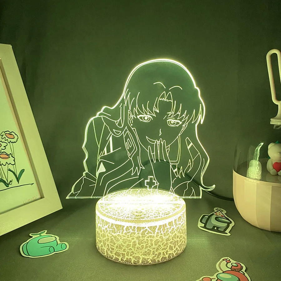 EVA Light Аниме Фигурка на Капитан Misato Кацураги 3D Led лека нощ, Подарък за Рожден Ден за Приятел Лавовая Лампа Декор Спални Манга ТЕЛЕВИЗИЯ EVA Изображение 4