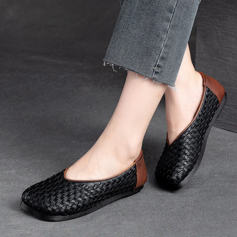 Koznoy/ 2 см, Етническа ръчно изработени Обувки от естествена кожа, Летни дамски Слипоны на Дребни Подметка, Удобни и Елегантни Модни Oxfords Изображение 4