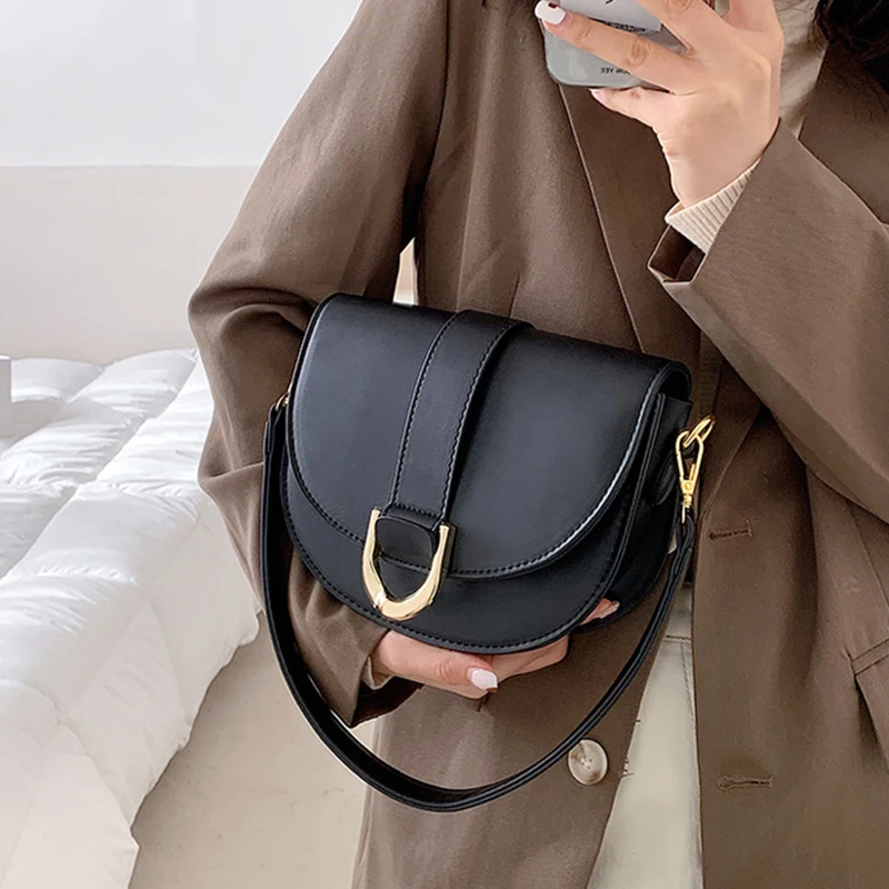 Дамски чанти Formeki 2022, Дизайнерски луксозни дамски чанти, Однотонная Ретро-седельная чанта, Градинска чанта през рамо за жени Изображение 4