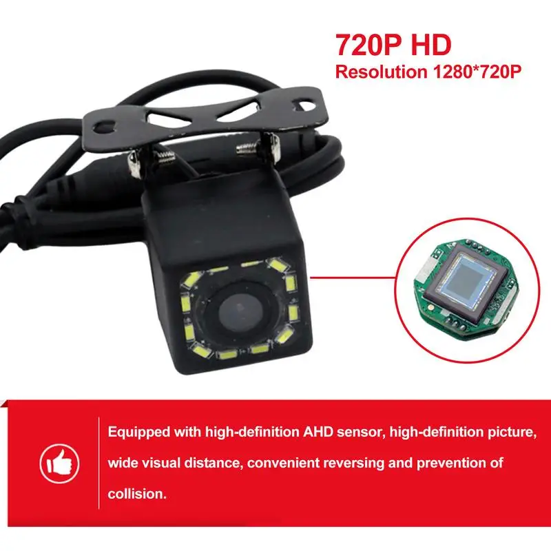 Комплект автомобилни камери за обратно виждане с 12 led лампи високо ниво IP68, водоустойчива камера за задно виждане за Изображение 4