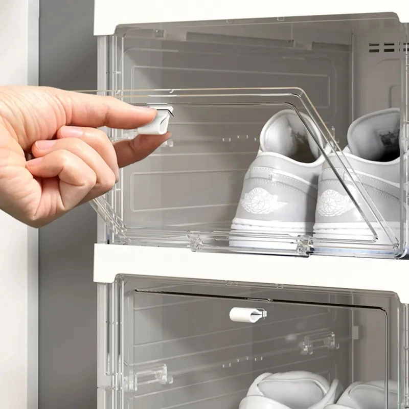Кутия за съхранение на дома, сгъваема и прозрачна многопластова кутия за обувки за деца и възрастни, рафт за обувки Изображение 4