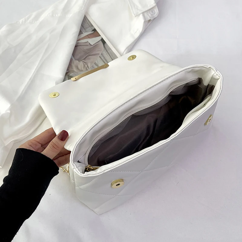 Луксозни чанти и портмонета, Однотонная чанта-месинджър от изкуствена кожа, Клетчатая дамски стеганая брандираната чанта през рамо Изображение 4