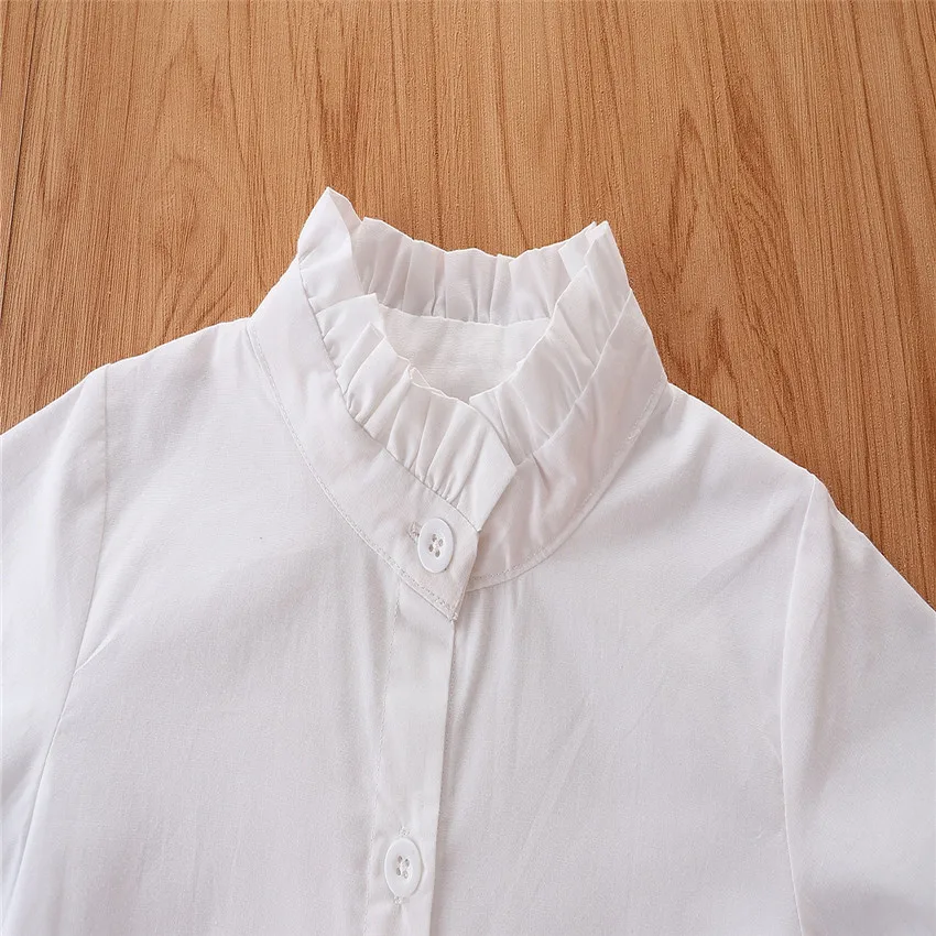 Модерен Комплект за момичета, бяла риза с дълги ръкави за момичета + карирани жилетка + панталони, Костюми за деца, Детски дрехи Изображение 4