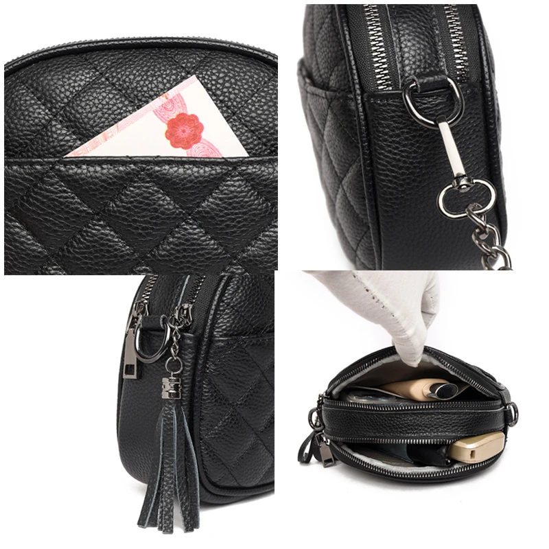 Нови Чанти от естествена кожа, Малка чанта на едно рамо, Жените луксозна проста чанта-месинджър, портфейл от телешка кожа, чанта за мобилен телефон Изображение 4