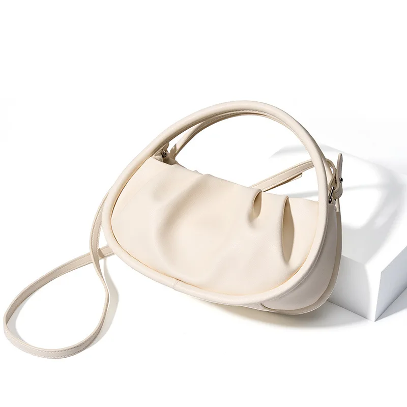 Популярната дамска чанта за през рамото от естествена кожа, однотонная чанта Cloud Bag, диагонално чанта през рамо, малка чанта от телешка кожа под мишниците Изображение 4