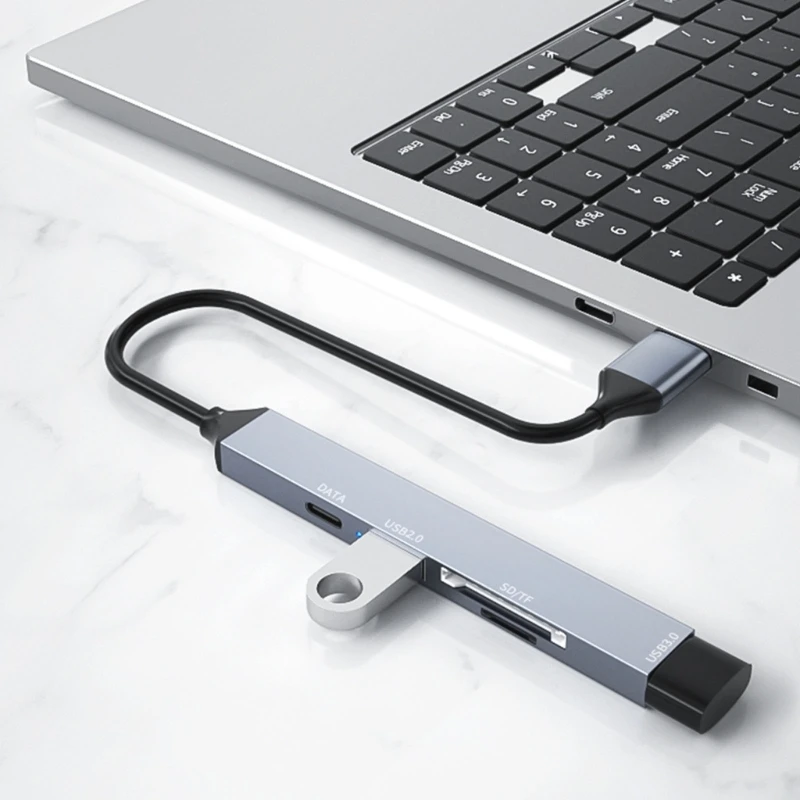 Универсален USB hub OFBK с поддръжка на пренос на данни Type C, USB 2.0 и четец на media reader Е идеален за работа, обучение и отдих Изображение 4