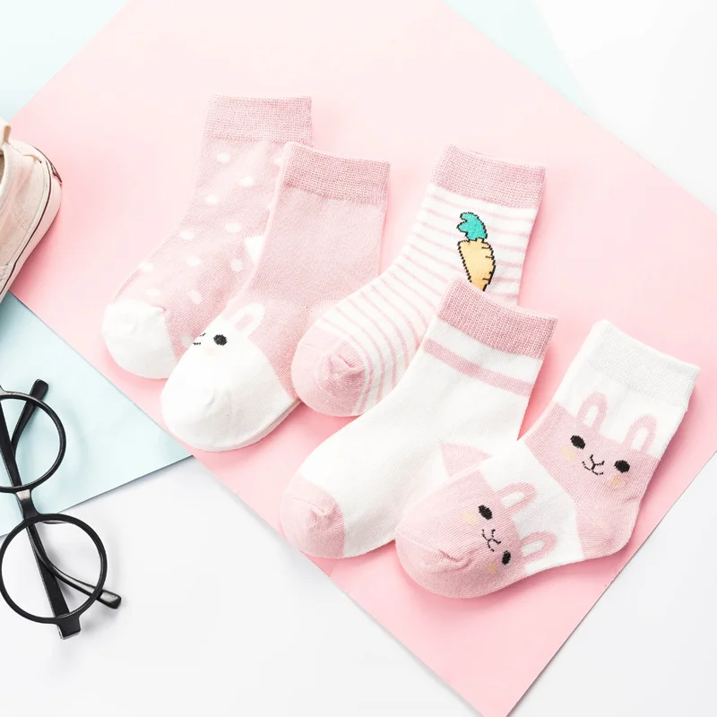 5 чифта детски чорапи За момчета и момичета, Синьо, розово-сиви чорапи, меки Памучни чорапи за новородено, Детски училищни спортни дрехи, Аксесоари Изображение 5