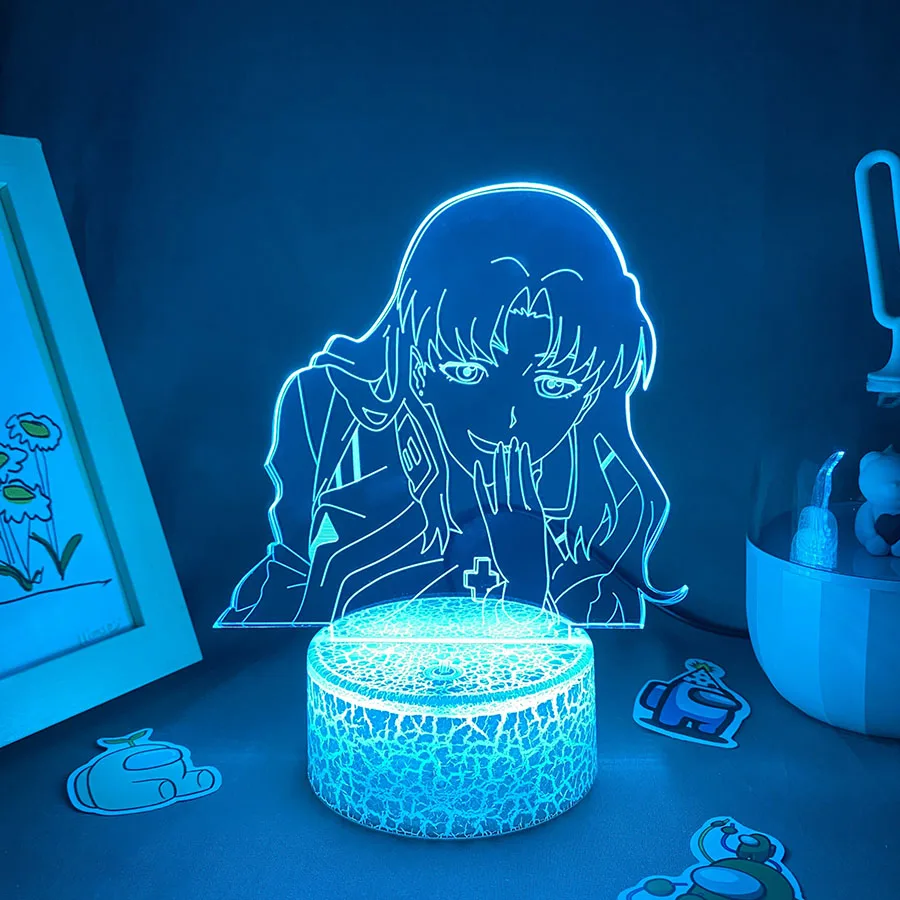 EVA Light Аниме Фигурка на Капитан Misato Кацураги 3D Led лека нощ, Подарък за Рожден Ден за Приятел Лавовая Лампа Декор Спални Манга ТЕЛЕВИЗИЯ EVA Изображение 5