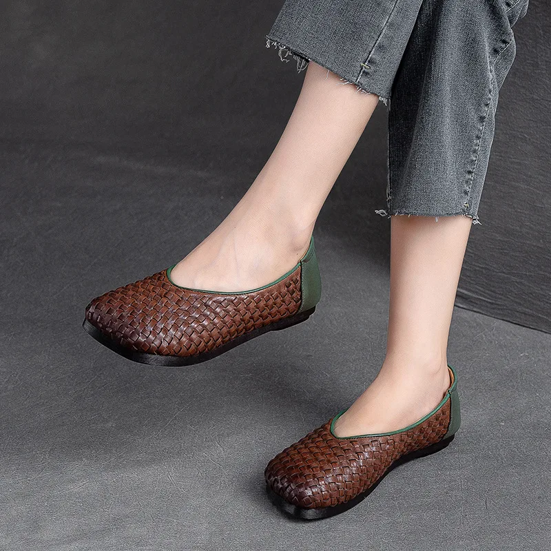 Koznoy/ 2 см, Етническа ръчно изработени Обувки от естествена кожа, Летни дамски Слипоны на Дребни Подметка, Удобни и Елегантни Модни Oxfords Изображение 5