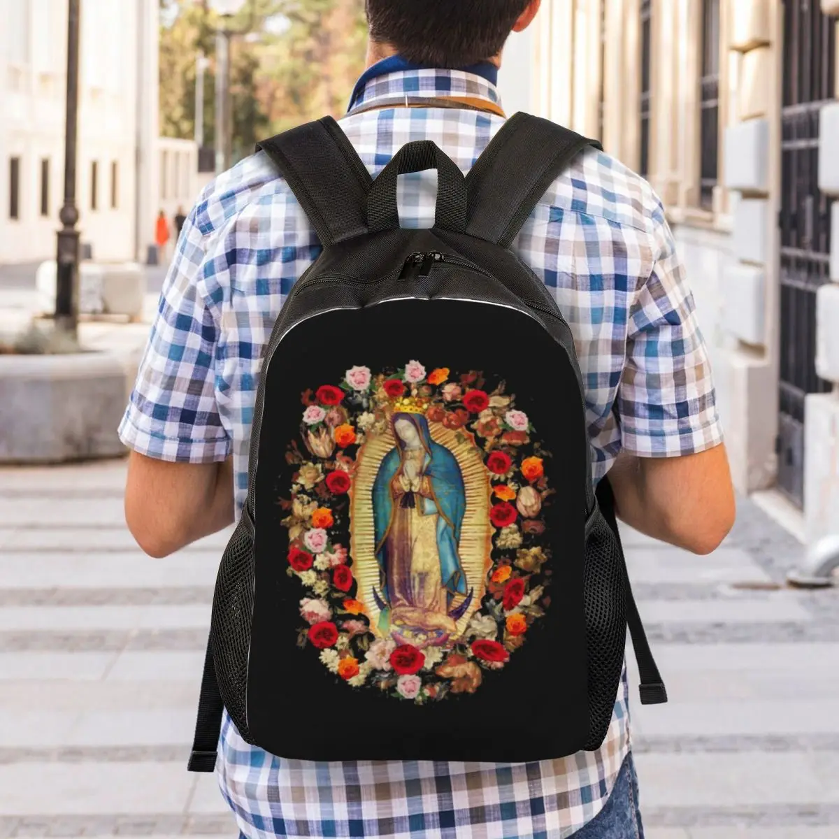 Богородица Гваделупская Мексико Дева Мария Раница за Лаптоп Модерна Чанта за Книги за Студенти Мексико Католически Чанти на Светиите Изображение 5