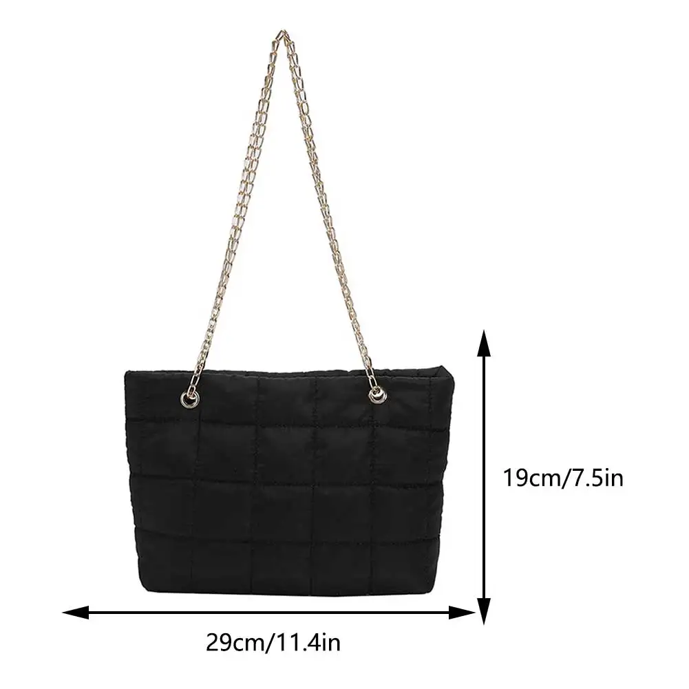 Дамски Мека чанта на верига, Голяма чанта Голям-тоут, Стеганая чанта, однотонная лека дамска чанта за пътуване Изображение 5