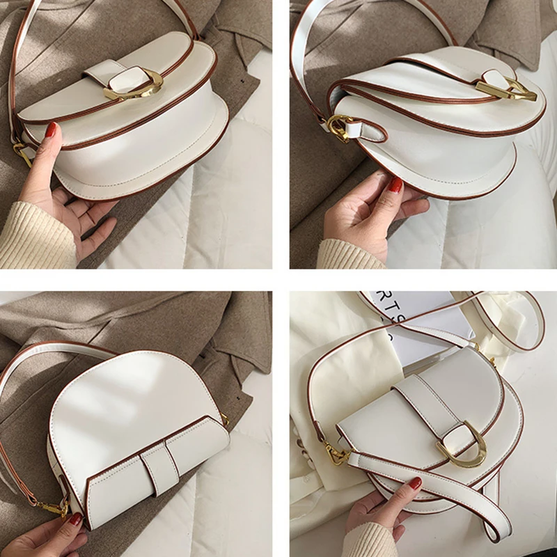 Дамски чанти Formeki 2022, Дизайнерски луксозни дамски чанти, Однотонная Ретро-седельная чанта, Градинска чанта през рамо за жени Изображение 5