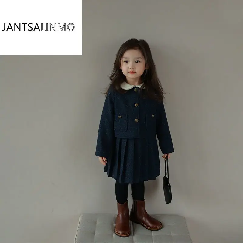 Дрехи за момичета 2023, есен-зима, елегантен дизайн, ежедневен универсална мода, корейската версия, Новият сладък комплект от две части Изображение 5