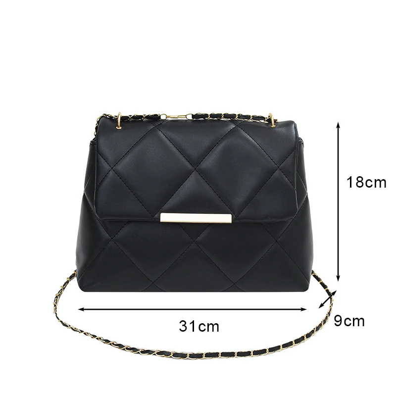 Луксозни чанти и портмонета, Однотонная чанта-месинджър от изкуствена кожа, Клетчатая дамски стеганая брандираната чанта през рамо Изображение 5
