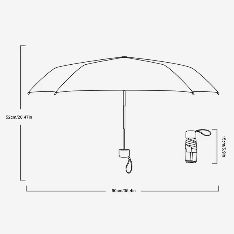 Малки чадъри за пътуване, сгъваем чадър с 6 кости, чадъри от слънце и дъжд на открито Изображение 5