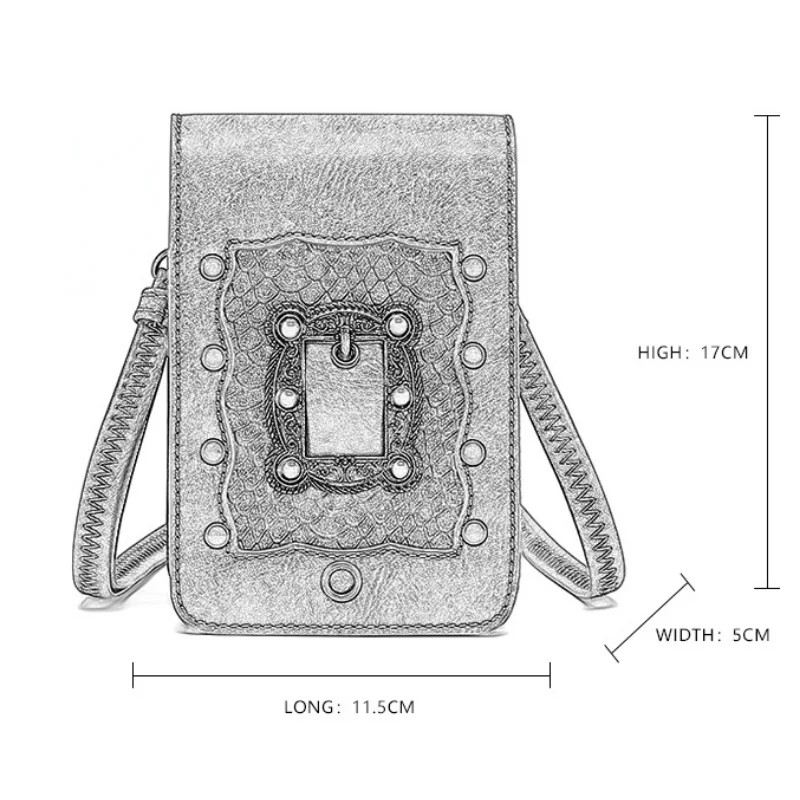 Модерна чанта Chikage в стил пънк-рок, богат на функции малка квадратна чанта, мини чанта през рамо за пътуване на открито Изображение 5
