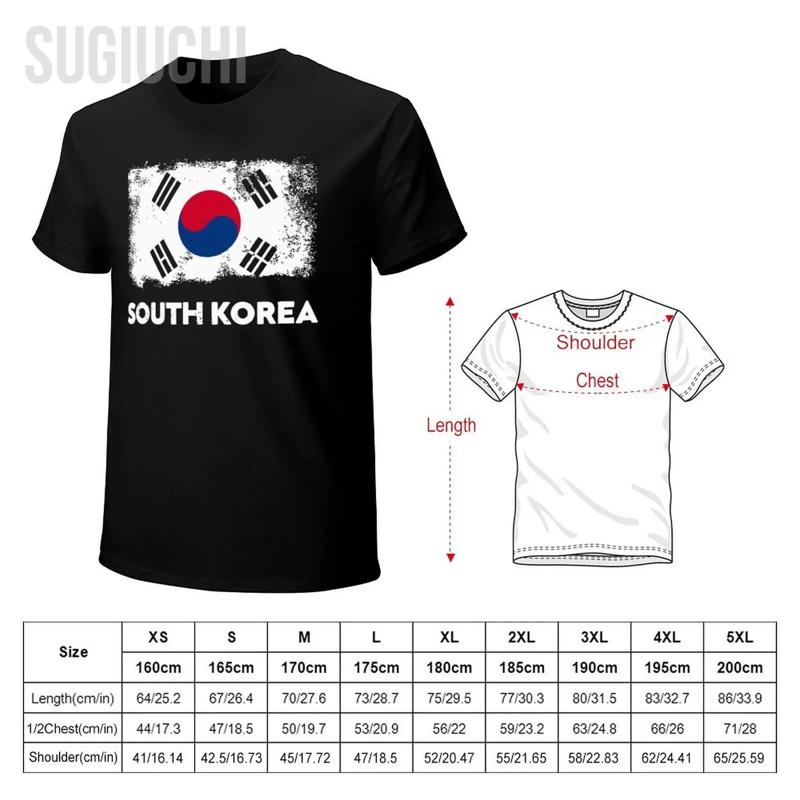 Мъжки реколта тениска с флага на Южна Корея, Тениски с кръгло деколте, Дамски тениски от 100% памук за момчета, къса тениска унисекс, За всички сезони Изображение 5