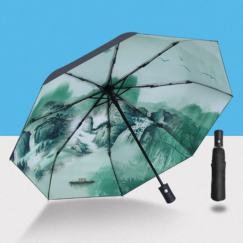 Напълно автоматичен Чадър Женски Автоматичен Чадър Мъжки Женски Ветрозащитный, устойчиви на uv Плажен чадър за Момичета, сгъваем чадър Изображение 5