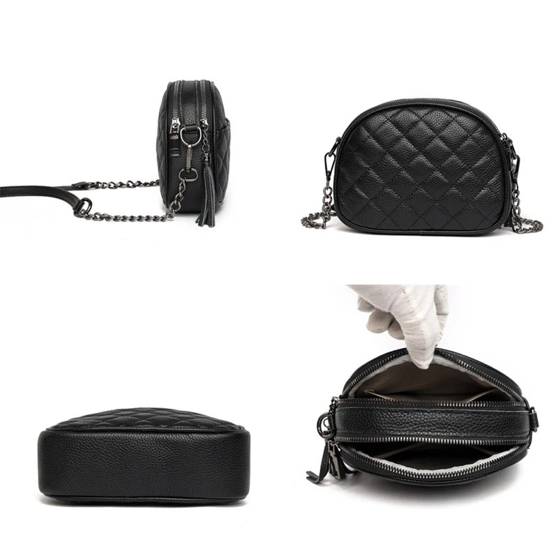 Нови Чанти от естествена кожа, Малка чанта на едно рамо, Жените луксозна проста чанта-месинджър, портфейл от телешка кожа, чанта за мобилен телефон Изображение 5