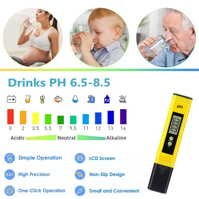 Преносими кошари за определяне на Ph на качеството на водите от 2 теми За домашна питейна вода/PH тестер за басейн Изображение 5