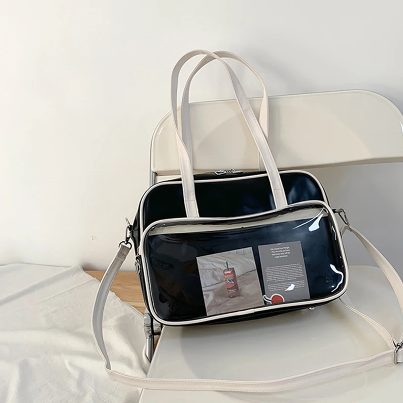 Прозрачен Дамски чанти-тоут 2023, Нова чанта от мека кожа, Голям капацитет на едното рамо, чанта-месинджър, Готина чанта Изображение 5